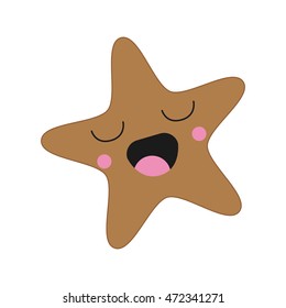 flat design kawaii gingerbread cookie icon vector illustration