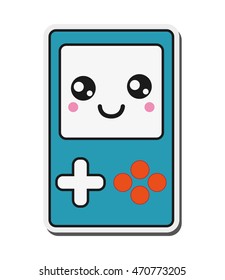 flat design kawaii handheld console icon vector illustration