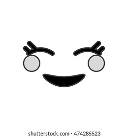 flat design kawaii happy facial expression icon vector illustration