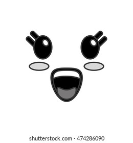 flat design kawaii happy facial expression icon vector illustration