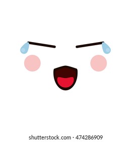 flat design kawaii happy facial expression icon vector illustration