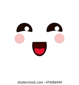 flat design kawaii happy facial expression icon vector illustration