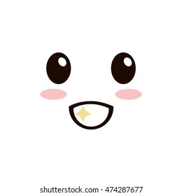 flat design kawaii happy facial expression icon vector illustration