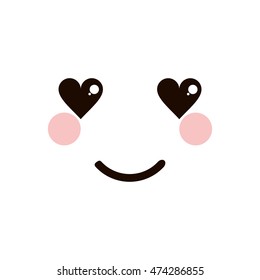 flat design kawaii happy heart eyes facial expression icon vector illustration