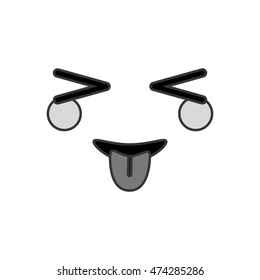 flat design kawaii happy tongue out facial expression icon vector illustration