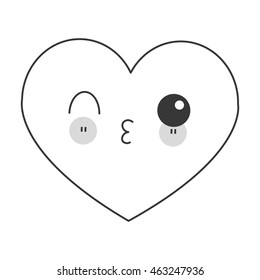 flat design kawaii heart icon vector illustration