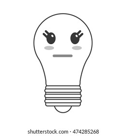 flat design kawaii lightbulb icon vector illustration