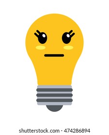 flat design kawaii lightbulb icon vector illustration