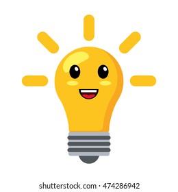 flat design kawaii lightbulb icon vector illustration