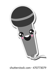 flat design kawaii microphone icon vector illustration