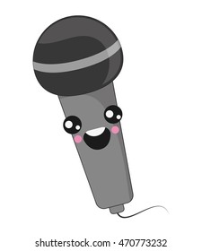 flat design kawaii microphone icon vector illustration
