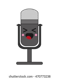 flat design kawaii microphone icon vector illustration