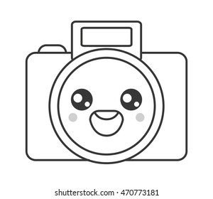flat design kawaii photographic camera icon vector illustration