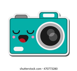 flat design kawaii photographic camera icon vector illustration
