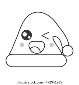 flat design kawaii santa claus hat icon vector illustration