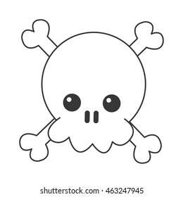 flat design kawaii skull and bones icon vector illustration