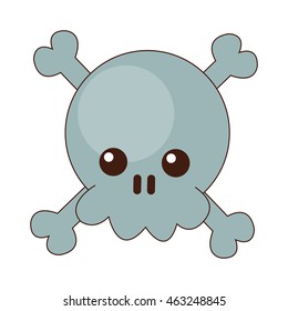flat design kawaii skull and bones icon vector illustration