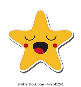 flat design kawaii star icon vector illustration