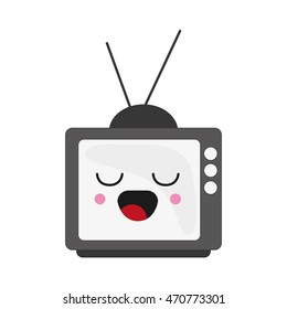 flat design kawaii tv icon vector illustration