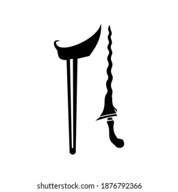 El diseño plano de un keris que es un arma tradicional de Indonesia