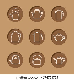 Flat Design Kettles Icon Set