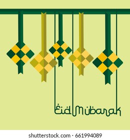 Flat design Ketupat with lettering