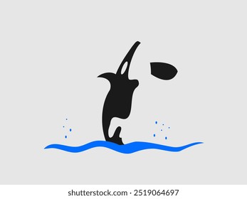 Ilustración vectorial de ballena asesina de diseño plano