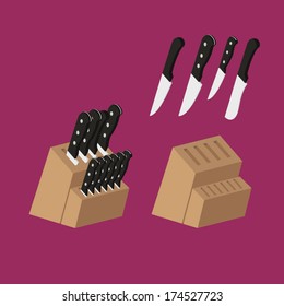 Flat Design Knife Block Set 