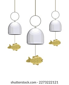 Flat design of Korean fish wind chime