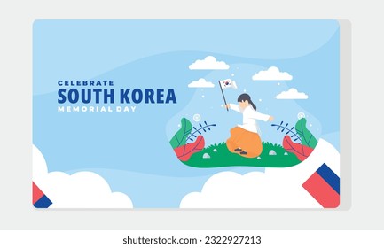 Flat design Korean memorial day template