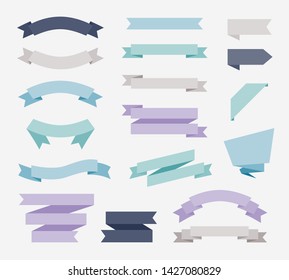 Flat design of labels, ribbon banners, Banner Web Sticker illustration.