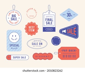 Flat design of labels, ribbon banners, Banner Web Sticker illustration.