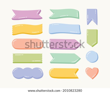 Flat design of labels, ribbon banners, Banner Web Sticker illustration.