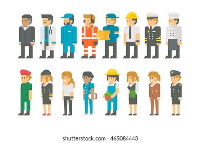 Flat design labor day people set illustration vector