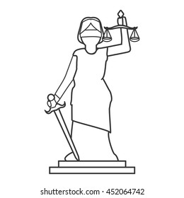 flat design lady justice icon vector illustration