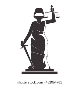 flat design lady justice icon vector illustration