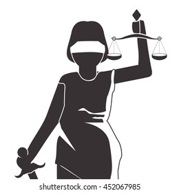 flat design lady justice icon vector illustration