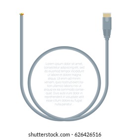 Flat design lan network data cable connectors vector template