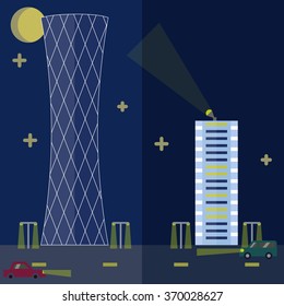 Flat design landmark in daha city illustration vector. Tower background. Qatar set 