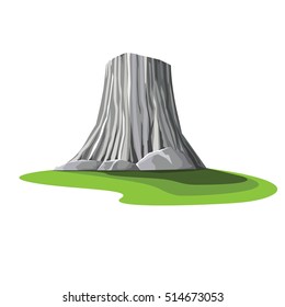  flat design landmark illustration vector cartoon. Travel and Famous Landmarks and beautiful. Devil's Tower Island on america