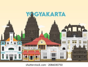 A Flat Design of Landmark Tourisms Located in Yogyakarta, Indonesia