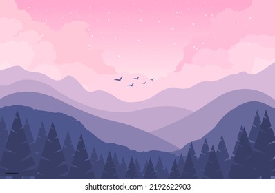 Flat Design Landscape Artwork Illustration