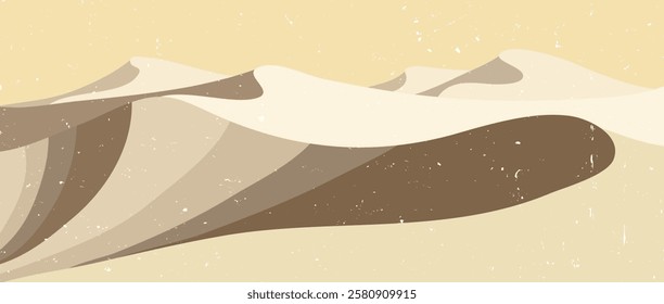 Flat design landscape background illustration with desert, mountains and hills. use for print art, poster, cover, banner