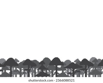 diseño plano de un paisaje de árboles negros y blancos.  ilustración vectorial