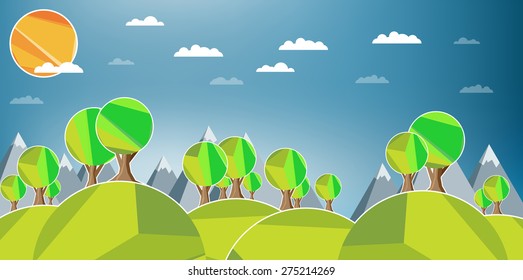 Flat design landscape illustration