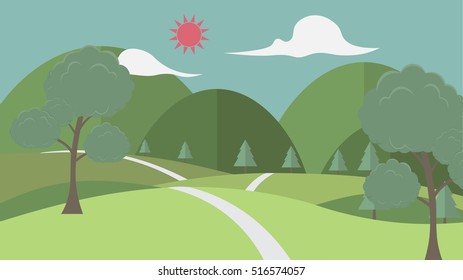 Flat design landscape illustration