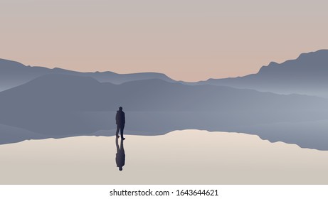 Flat Design Landscape of Salar de Uyuni at Evening, Background