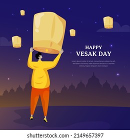 Flaches Design des Laternen-Release-Festivals zum Vesak Day