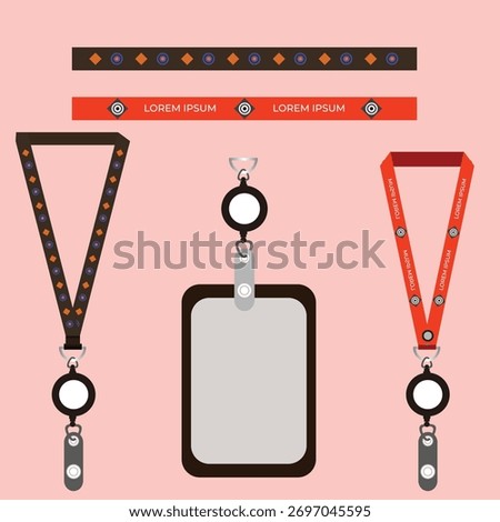 Flat Design Lanyards and ID Card Holders Set