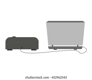 flat design laptop backview icon vector illustration